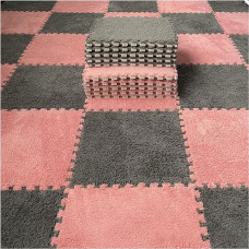 ouxei 12 Stück 30,5 X 30,5 cm (12 X 12 Zoll), 1 cm (0,4 Zoll), Dicke Plüsch-Puzzle-Schaumstoff-Bodenmatte Für Wohnzimmer, Schlafzimmer(Light Red Gray)