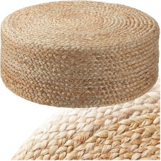 tectake® Handmade Juta Pouf Boho, Apvali taburetė, Kambario dekoras Baldai, Grindų pagalvėlė, Sėdynės pagalvėlė, Grindų pagalvėlė, Pouf taburetė, Minkšta taburetė, Bean Bag, Grindų sėdynės pagalvėlė, Elipse