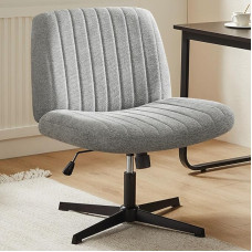 Sweetcrispy Kryžiaus kryžiaus kėdė su kojomis, biuro kėdė be porankių be ratukų, pasukama tualeto kėdė, reguliuojamo aukščio plati sėdynė, kompiuterio darbo kėdė, audinys Šiuolaikinė namų kėdė, pilka