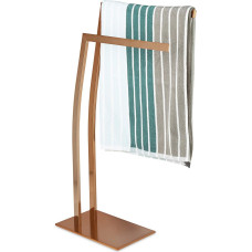 Relaxdays WIMEDO Corner Towel Rack, Size: 80 x 32 x 20 cm Stainless Steel Free-Standing Towel Stand with 2 Rails, Copper