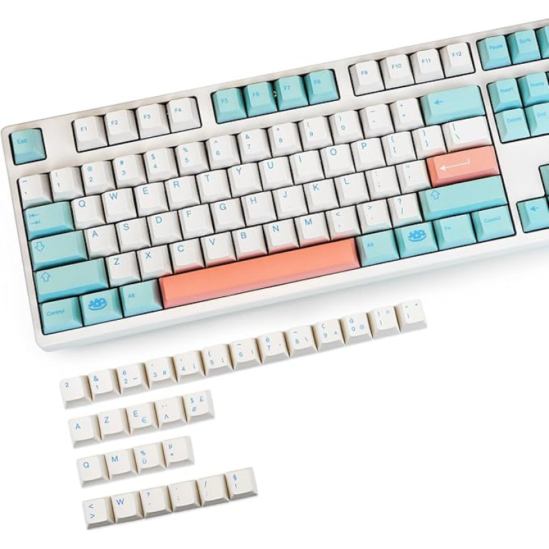 MOLGRIA Noel GMK klavišų dangteliai, PBT vyšninio profilio dažiklių sublimaciniai dangteliai su UK, DE, IT, FR, ES papildomais dangteliais MX Switch ISO/ANSI išdėstymo mechaninėms klaviatūroms (FR ISO)