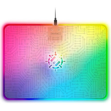 ENHANCE Voltaic 2 žaidimų pelės kilimėlis - 7 LED spalvų ryškumo valdymas - didelis pelės kilimėlis (13,75 x 9,9 colio) su lygiu paviršiumi, skirtas kompiuterių žaidėjų žaidimų stalui