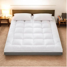 ProHome Matratzenauflage, 10 cm, extra dick, Hotelqualität, Mikrofaser, gefüllt, Boxstich, 4 elastische Bänder, hypoallergen, weich und fest, Einzelbett (90 x 190 x 10 cm)