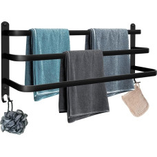 Rankšluosčių laikiklis 80 cm juodas, be gręžimo / skylių perforavimo Sienų montavimo gręžimas 3 pakopų rankšluosčių laikiklis Vonios aliuminio rankšluosčių laikiklis Vonios rankšluosčių laikiklis Vonios rankšluosčių laikiklis Vonios virtuvė Tualetas