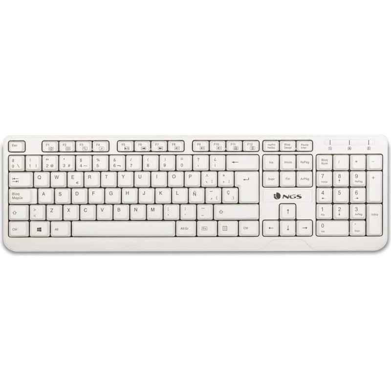 TECLADO NGS SPIKE - 105 TECLAS - 12 MULTIMEDIA - KABELIS USB 1.4M - BLANCO
