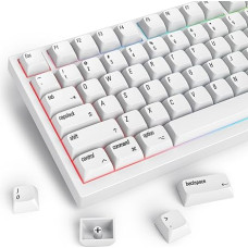 SOLIDEE 128 klavišų PBT XDA klavišų dangteliai balti, PBT Doubleshot klavišų dangteliai balti, XDA profilio klavišų dangteliai, minimalistiniai balti klavišų dangteliai, skirti 