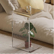 Acrylic Side Table, U-Shaped Small Side Table, Transparent Bedside Table, Bathroom Stool, Coffee Table for Bedroom and Living Room (Colour: Clear, Size: 30 x 30 x 55 cm/12 x 12 x 22 inches)