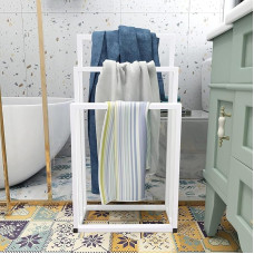 MOFLUT Freestanding Towel Rail with 3 Towel Rail Towel Rack for Bathroom Bathroom & Towels White