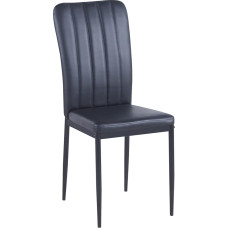 7Star Set of 4 Black and Grey Faux Leather Dining Chairs with Foam Padded Metal Frame