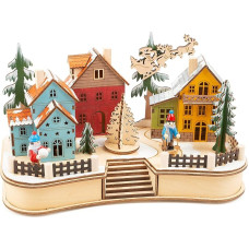 small foot Wooden Christmas Village Lamp, Winter Landscape with Lighting, Christmas Decoration, 11391