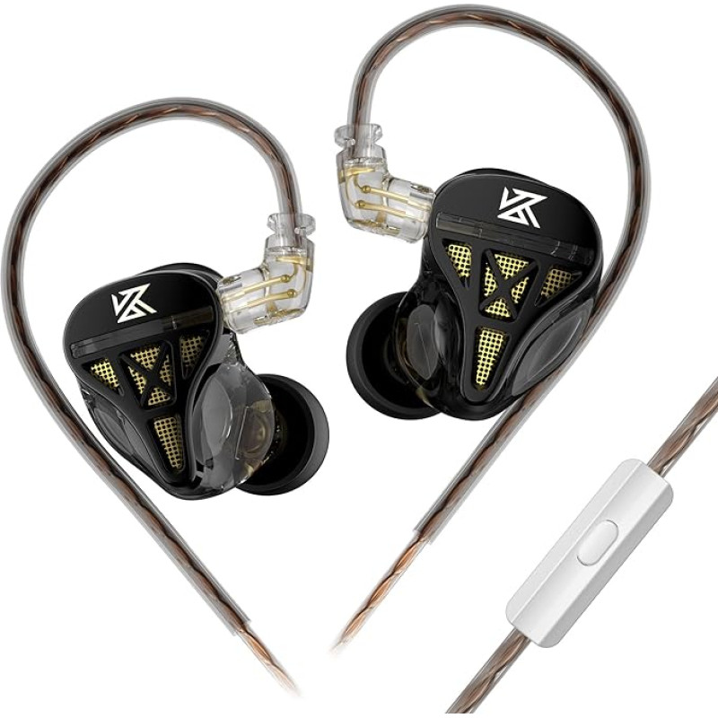 keephifi KZ DQS In-Ear Headphones, 1DD In Ear Monitor IEM Headphones, Wired Dynamic Semi-Open HiFi Bass IEM, 3.5 mm, 2 Pin 2 Pin (with Micro)