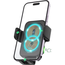 SooPii Wireless Car Phone Chargers, 15W Fast Intelligent Alignment, Wireless Charging Car Holder, Automatic Clamping Car Phone Holder for iPhone 15/14, Galaxy Z Fold4/Flip5/S23