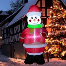 7.2 ft Inflatable Snowman - Christmas Snowman for Inflating, Yard Decoration, Outdoor Christmas Decoration, Built-in LED Lights, Stakes for Yard, Lawn, Garden