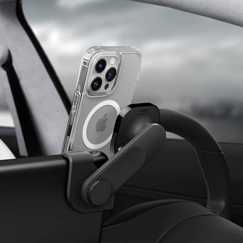 Spigen OneTap 3 MagFit Mobile Phone Holder Car for Telsa Model 3 Highland 2024 Model Y Accessories, Magnetic Car Mobile Phone Holder for MagSafe iPhone 15, 14, 13, 12 Model - Black