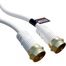 rhinocables F-Connector SAT Antenna Cable to Plug for TV, Sky Q, Sky HD, Sky + and Freesat (15 m, White)