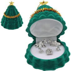 CBC Distributors Christmas Decoration - Mini Metal Figures in Tree Gift Box - Nativity Scene