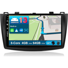 JOYX Android 13 Car Radio Suitable for Mazda 3 (2010-2015) - [4G+64G] - [Built-in DSP/Carplay/Android Car] - Camera Mic Free - 9 Inch 2 DIN - Steering Wheel Control 4G WiFi BT DAB Fast Boot 360 Camera