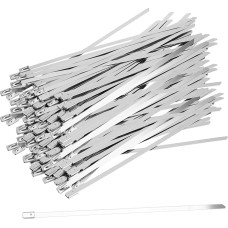 SEUNMUK 300 Pieces 304 Stainless Steel Cable Ties Metal Cable Ties Self Locking for Home Office Garage Silver