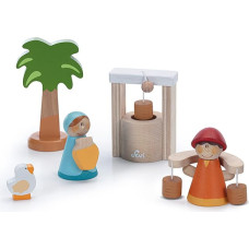 Sevi 83102 Nativity Scene Set Fountain 6 Pieces Wooden Nativity Scene Set to Complement the Nativity Scene Wooden Nativity Scene for Festive Decoration with High-Quality Figures Approx. 14 x 13 x 12