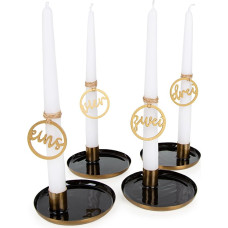 Logbuch-Verlag 4 Advent Wreath Candles with Bowls + 1 2 3 4 Wooden Numbers Black Gold White for the Advent Season