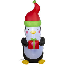 BAKAJI Christmas Gifts Aufblasbarer Pinguin 180cm-mit Lampe, Plastik, Schwarz/weiß/rot/grün, 116 x 64 x 184 cm