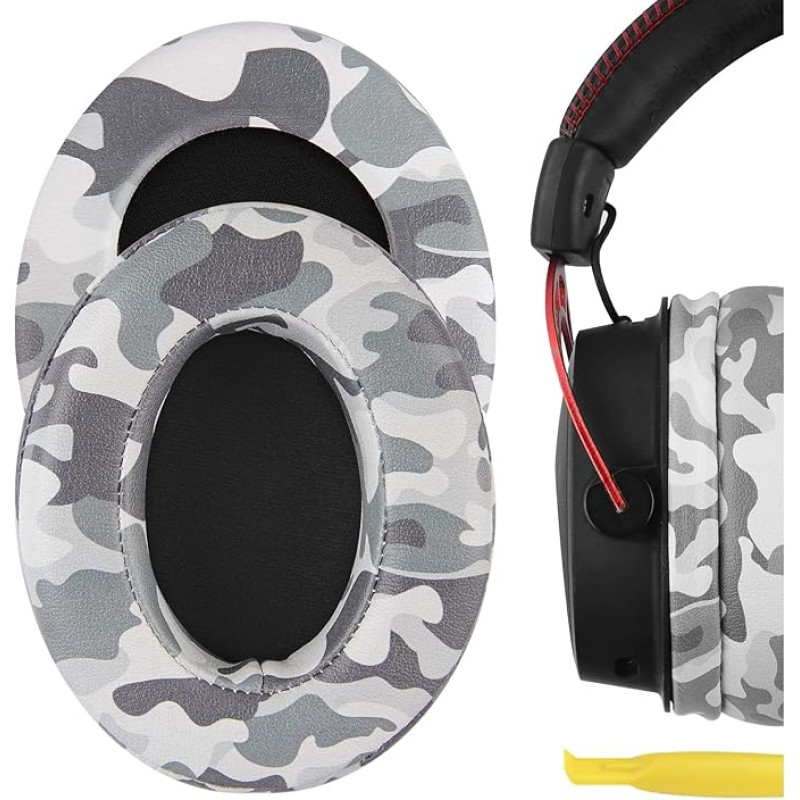 Geekria QuickFit Extra Thick Replacement Ear Pads for HyperX Cloud III, Cloud 3, Cloud II, 2, Mix, Alpha, Cloud Flight, Stinger, Revolver S Headphones, Ear Pads, Repair Parts (Camo)
