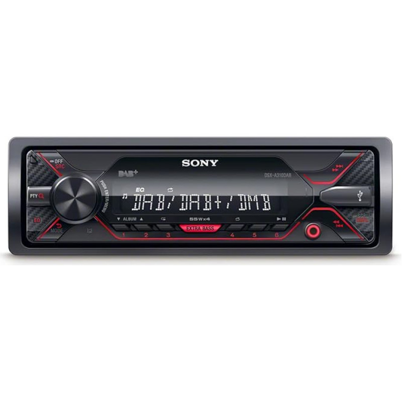 Sony DAB+ Autoradio DSX-A310DAB mit USB, FM/AM, AUX (rote Beleuchtung), ohne DAB+ Antenne