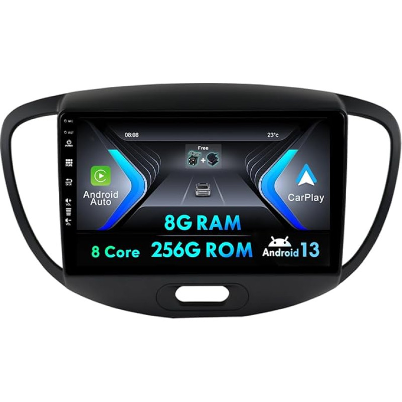 MISONDA 2 DIN Car Radio Built-in DSP / Carplay Android Suitable for Hyundai Grand i10 2008-2012 - [8G+256G] - Reversing Camera - 9 Inch IPS - With Steering Wheel Control WiFi Bluetooth RDS FM DAB+