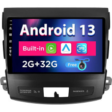 BXLIYER Android 13 IPS Car Radio Suitable for Mitsubishi Outlander (2008-2015) - Built-in CarPlay / Android Car - Reversing Camera Free - 2G + 32G - Steering Wheel Control DAB Fast-Boot WiFi - 2 DIN 9