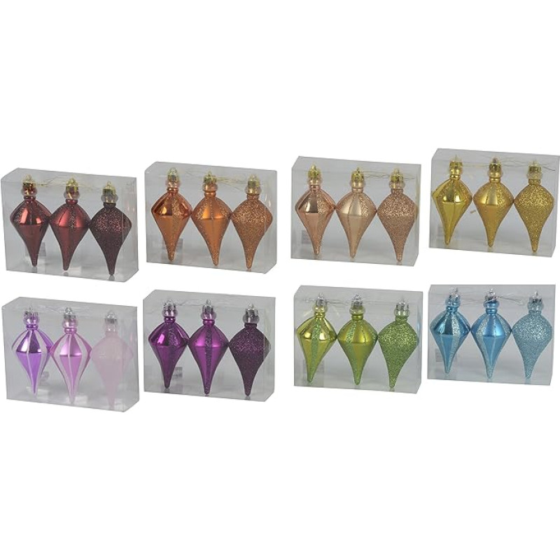 Christmas Gifts 41893 Christmas Decoration Teardrop Shape Tombante 3 Pieces with 8 Pieces