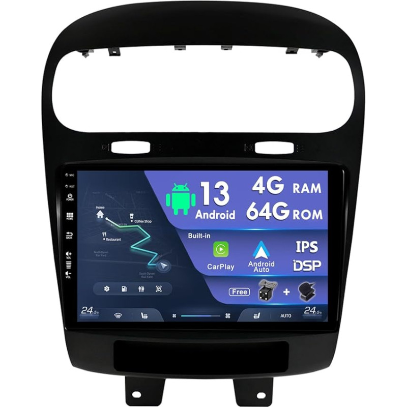 9 Inch Touch Screen Android Car Radio Octa Core for Fiat Freemont 2012-2014 / Dodge Journey 2013-2016 Built-in CarPlay/DSP Support WiFi/360 Camera/DAB-4G+64G