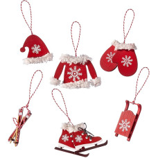 WeRChristmas 6 x 1cm Multicolour Christmas Hanging Winter Clothes Decorations