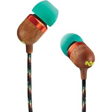 House of Marley Kopfhörer mit Kabel 'Smile Jamaica'- In-Ear Kopfhörer mit Mikrofon, 1-Knopf Steuerung & Geräuschisolierung, inkl. 2 Gel-Aufsätzen und verwicklungsfreies Kabel (Rasta/Türkis)