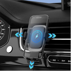 BESTEK Mobile Phone Holder Car with Charging Function, 15 W Fast Wireless Charger, Car Wireless Charger, Car Mobile Phone Holder, Ventilation Universal for iPhone, Samsung, LG, Google, Huawei, etc