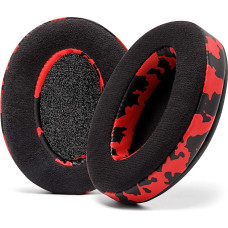 WC PadZ Velour - Ultimate Ear Pads by Wicked Cushions - Compatible with Audio Technica, HyperX, SteelSeries Arctis & More - Extra Thick - Large Opening - Soft Memory Foam | (Red Camo)