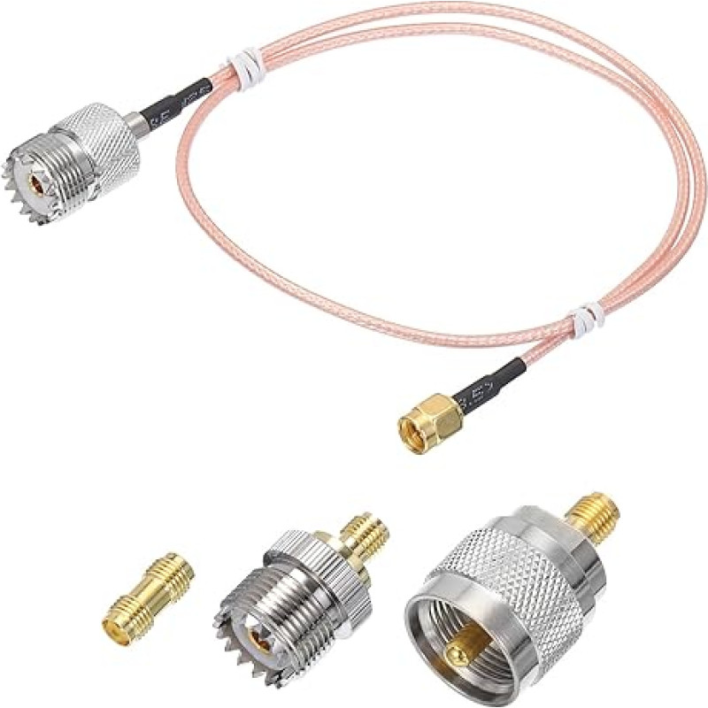 sourcing map RG316 Koaxialkabel, SMA-Stecker auf UHF-Buchse mit Adapter, verlustarmes RF-Koaxialkabel, 4 m, Orange, 1 Stück