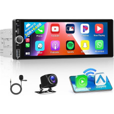 2+64G Android 13 Wireless Carplay Car Radio 1 DIN with Sat Nav 6.9 Inch Touch Display Radio with Android Car Support Bluetooth EQ WiFi FM/RDS USB + Reversing Camera