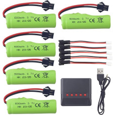 ZYGY 5pcs 3.7V 500mAh Lithium Battery + 5-in-1 Charger for DE35 DE38 DE40 DE44 DE55 TS201 TD202 TD161 DE50 TB202 TB201 TM201 TM202 TC141 DE84 Double-Sided Roll Stunt stunt remote controlled by Car