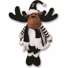 Juventus, Weihnachtsrentier zur Dekoration Ihres Hauses, Geschenkidee, Höhe 34 cm, Weiß und Schwarz, Zusammensetzung Polyester und Holz, offizielles Produkt