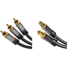 KabelDirekt - Component cable - 2m - (3x RCA plug-3x RCA plug, FullHD 1080i) - PRO Series & Optical Cable/Toslink Cable - 1,5m - (Optical Digital Cable Toslink to Toslink) PRO Series