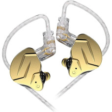 keephifi KZ ZSN Pro X IEM Headphones, 1BA + 1DD Hybrid In-Ear Monitor, Noise Cancelling, Perfect Fit, 3.5mm Jack Headphones, Computer (Gold, No Microphone)