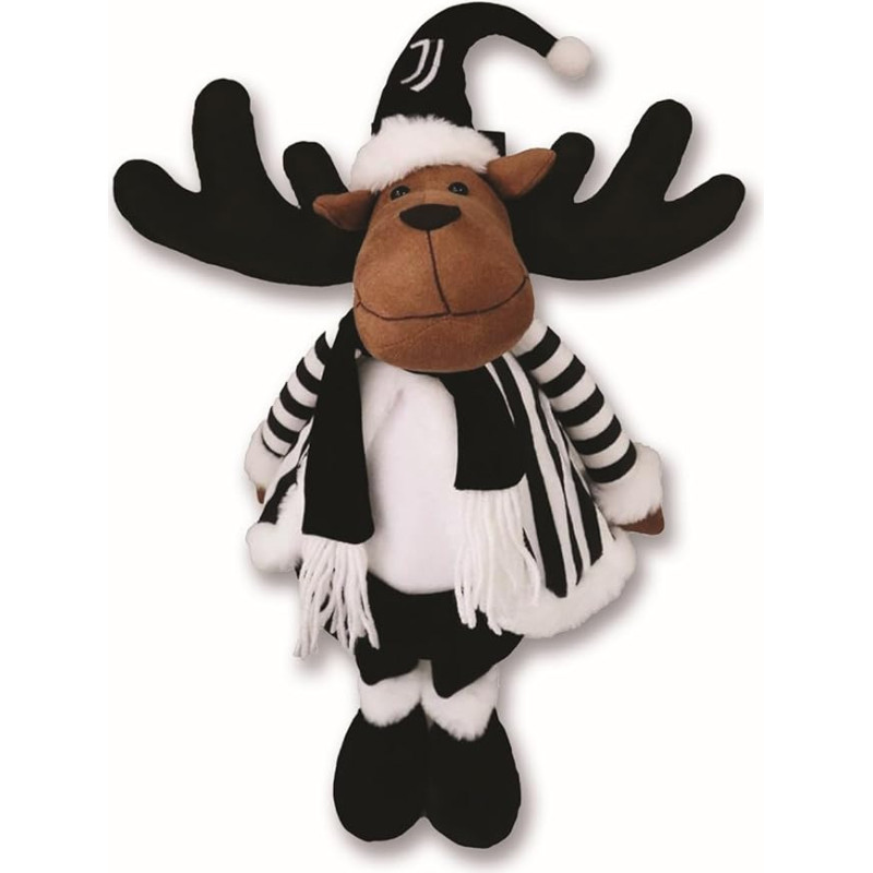 hermet Juventus, Weihnachtsrentier zur Dekoration Ihres Hauses, Geschenkidee, Höhe 57 cm, Weiß und Schwarz, Zusammensetzung Polyester und Holz, offizielles Produkt