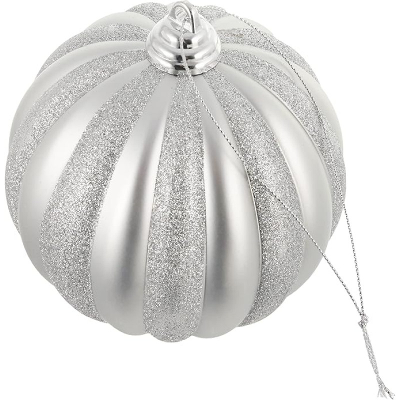 EUROCINSA Ref.28537 Box of 3 Hanging Balls PVC Silver Matt and Shiny 12 cm Diameter 1 Piece 12 cm