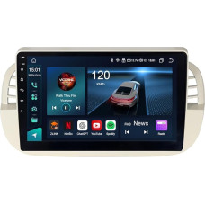 ACAVICA 4 + 64 GB Android 13 Car Radio for Fiat 500 500C 2007-2015 Stereo 8-Core GPS Navigation with Wireless CarPlay Android Car Bluetooth 4G LTE WiFi (White)