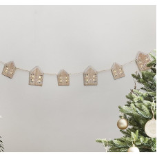 Ginger Ray NOEL-105 Christmas Garland with Lighted Windows, Brown