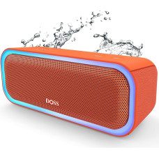 DOSS SoundBox Pro Bluetooth Speaker, 20 W Stereo Sound, Extra Bass, IPX6 Waterproof, 20 Hours Battery, Colourful Light, Bluetooth Box for Outdoors, Beach, Home, Garden, Orange