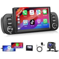 Podofo Car Radio for Fiat Panda 2013-2020 with Wireless A-pple Carplay Android Car Bluetooth Screen, Android 11 Multimedia Player with GPS/WiFi/RDS/FM/SWC/USB+AHD/CVBS Reversing Camera + Microphone