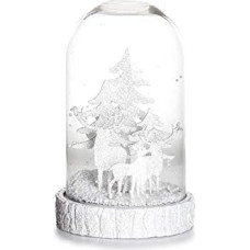 EUROCINSA Burner with base made of white resin with deer and trees with lights (without batteries) 14 diameter x 23 cm, 1 piece, crystal, one size