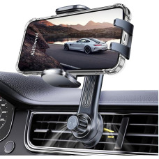 AiHiwvol Car Phone Holder [Longer Steel Hook] Air Vent Car Phone Holder, Universal Extension Arm Phone Holder, Car Air Vent Hands-Free Clamp, Thick