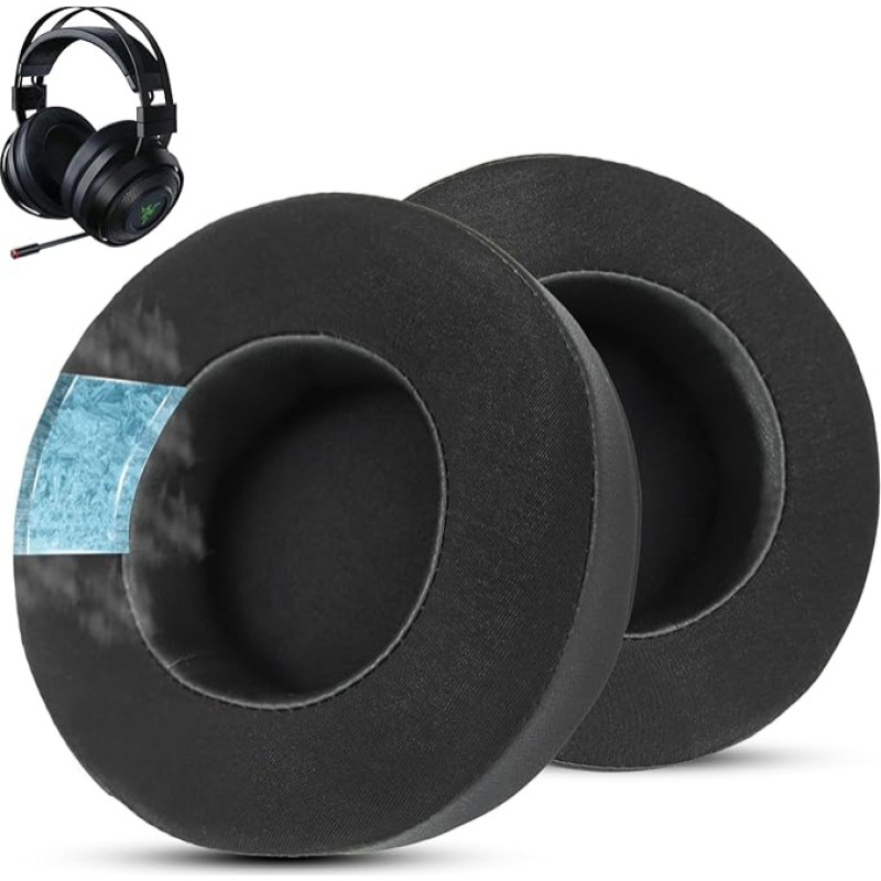 Wzsipod Cooling Gel Ear Pads for Razer Nari Series - Ultimate Comfort Protein Leather and Durable Clothing - Easy Installation - Memory Foam Pads - Black